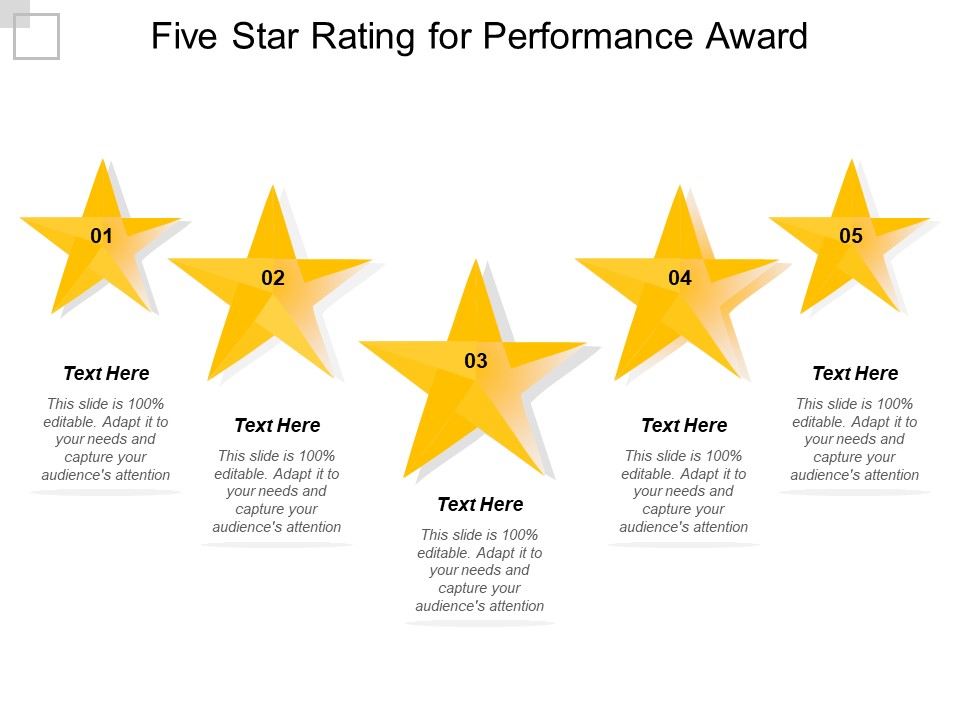 Five Star Rating For Performance Award Ppt PowerPoint Presentation Portfolio Slide Download