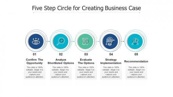 Five Step Circle For Creating Business Case Ppt PowerPoint Presentation File Model PDF Five Step Circle For Creating Business Case Ppt PowerPoint Presentation File Model PDF