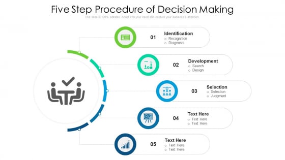 Five Step Procedure Of Decision Making Ppt PowerPoint Presentation File Examples PDF