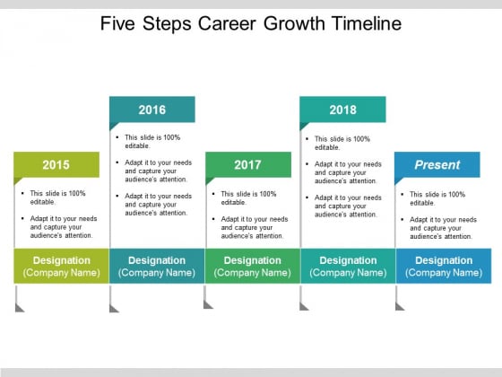 Five Steps Career Growth Timeline Ppt PowerPoint Presentation Portfolio Aids
