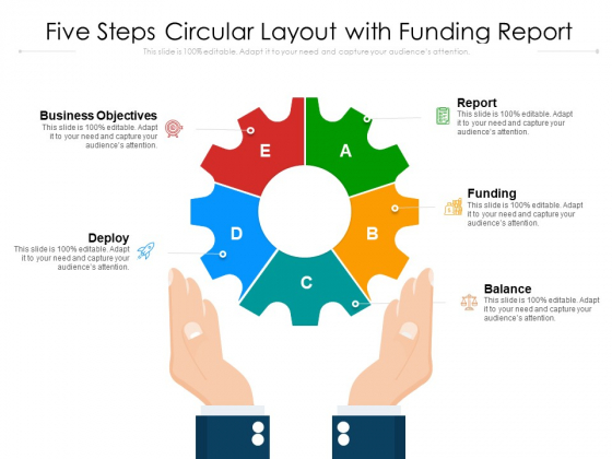Five Steps Circular Layout With Funding Report Ppt PowerPoint Presentation File Example Introduction PDF Five Steps Circular Layout With Funding Report Ppt PowerPoint Presentation File Example Introduction PDF