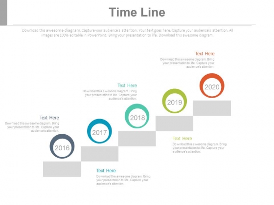 Five Steps Company Growth Timeline Powerpoint Slides