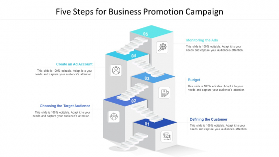 Five Steps For Business Promotion Campaign Ppt Layouts Samples PDF Five Steps For Business Promotion Campaign Ppt Layouts Samples PDF
