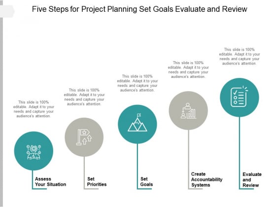 Five Steps For Project Planning Set Goals Evaluate And Review Ppt PowerPoint Presentation Outline Files Five Steps For Project Planning Set Goals Evaluate And Review Ppt PowerPoint Presentation Outline Files