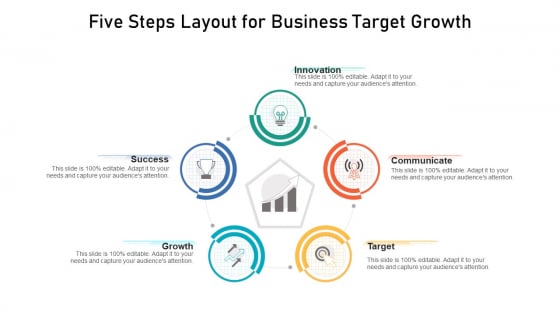 Five Steps Layout For Business Target Growth Ppt PowerPoint Presentation Layouts Maker PDF