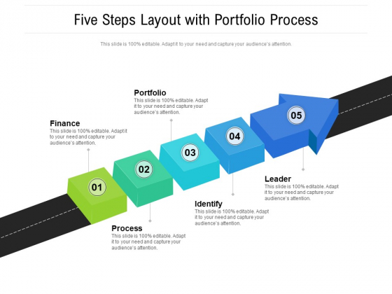 Five Steps Layout With Portfolio Process Ppt PowerPoint Presentation Outline Rules PDF Five Steps Layout With Portfolio Process Ppt PowerPoint Presentation Outline Rules PDF