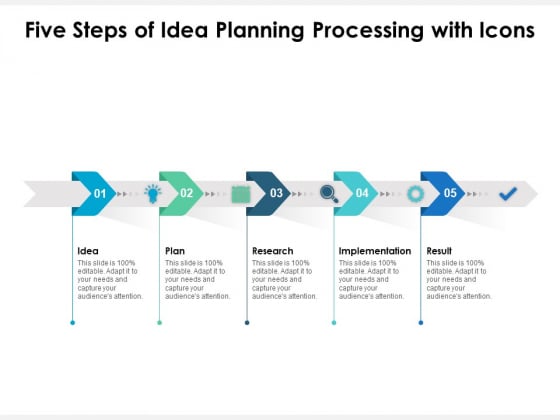 Five Steps Of Idea Planning Processing With Icons Ppt PowerPoint Presentation Gallery Shapes PDF Five Steps Of Idea Planning Processing With Icons Ppt PowerPoint Presentation Gallery Shapes PDF
