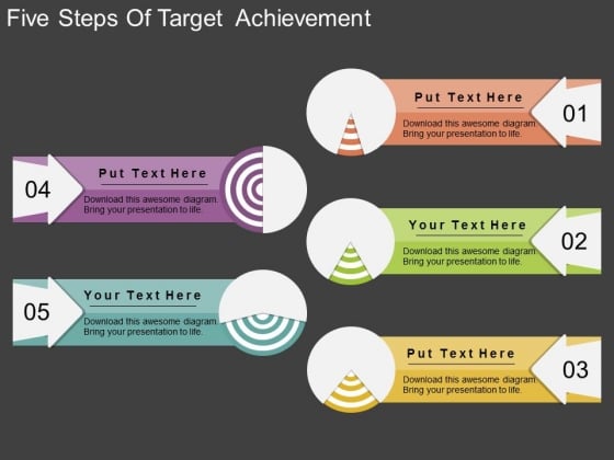 Five Steps Of Target Achievement Powerpoint Template Five Steps Of Target Achievement Powerpoint Template
