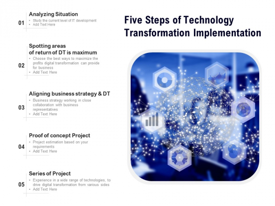 Five Steps Of Technology Transformation Implementation Ppt PowerPoint Presentation Gallery Graphics Design PDF Five Steps Of Technology Transformation Implementation Ppt PowerPoint Presentation Gallery Graphics Design PDF