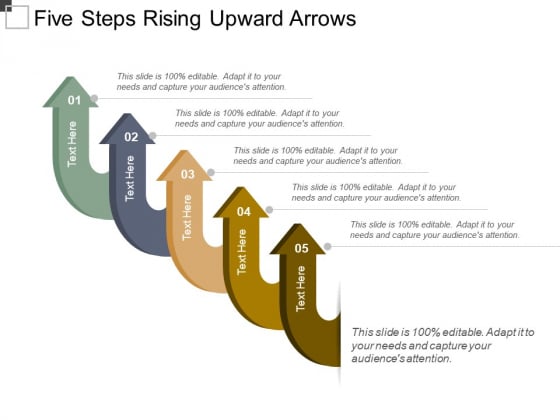 Five Steps Rising Upward Arrows Ppt PowerPoint Presentation Gallery File Formats