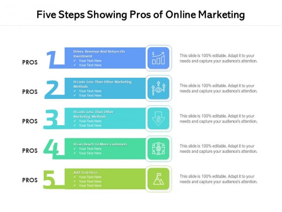 Five Steps Showing Pros Of Online Marketing Ppt PowerPoint Presentation File Structure PDF Five Steps Showing Pros Of Online Marketing Ppt PowerPoint Presentation File Structure PDF