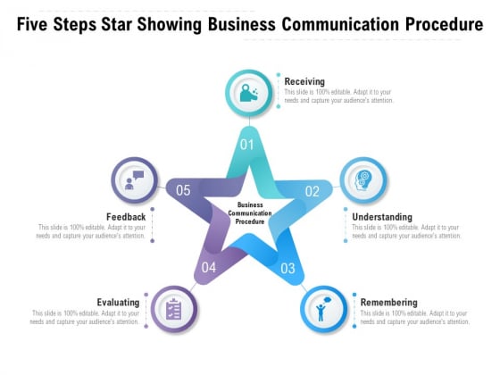Five Steps Star Showing Business Communication Procedure Ppt PowerPoint Presentation Layouts Template PDF Five Steps Star Showing Business Communication Procedure Ppt PowerPoint Presentation Layouts Template PDF