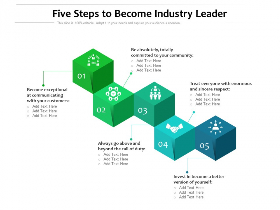 Five Steps To Become Industry Leader Ppt PowerPoint Presentation Gallery Tips PDF