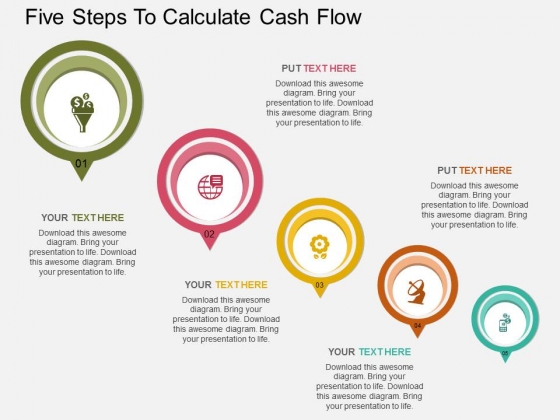 Five Steps To Calculate Cash Flow Powerpoint Template Five Steps To Calculate Cash Flow Powerpoint Template