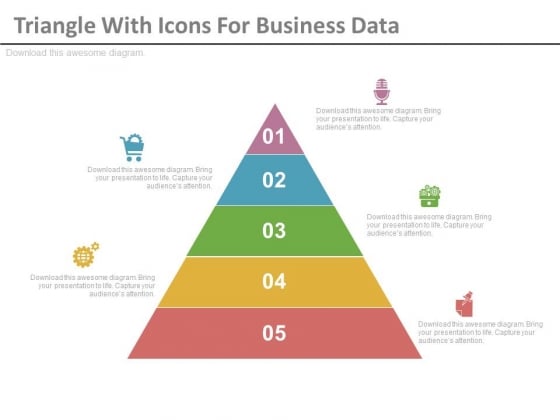Five Steps Triangle Diagram With Icons Powerpoint Template