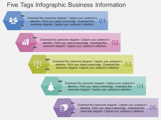 Five Tags Infographic Business Information Powerpoint Templates