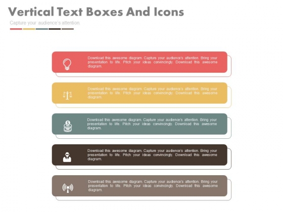 Five Vertical Banners With Icons Powerpoint Slides