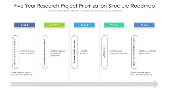 Five Year Research Project Prioritization Structure Roadmap Structure
