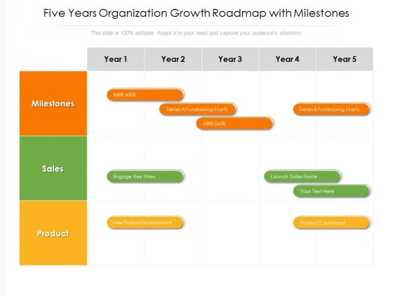 Five Years Organization Growth Roadmap With Milestones Introduction Five Years Organization Growth Roadmap With Milestones Introduction
