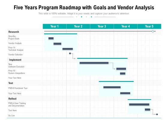 Five Years Program Roadmap With Goals And Vendor Analysis Download