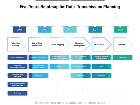 Five Years Roadmap For Data Transmission Planning Graphics Five Years Roadmap For Data Transmission Planning Graphics
