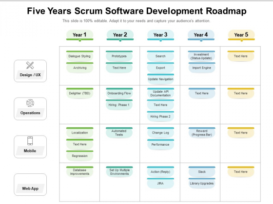 Five Years Scrum Software Development Roadmap Graphics
