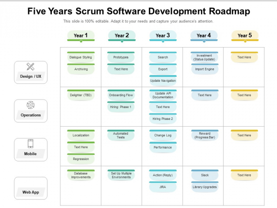 Five Years Scrum Software Development Roadmap Graphics Five Years Scrum Software Development Roadmap Graphics