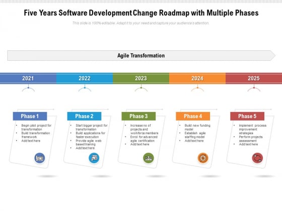 Five Years Software Development Change Roadmap With Multiple Phases Diagrams