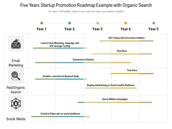 Five Years Startup Promotion Roadmap Example With Organic Search Infographics Five Years Startup Promotion Roadmap Example With Organic Search Infographics