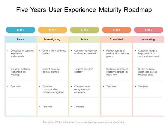 Five Years User Experience Maturity Roadmap Diagrams Five Years User Experience Maturity Roadmap Diagrams