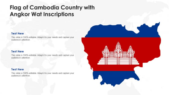 Flag Of Cambodia Country With Angkor Wat Inscriptions Infographics PDF