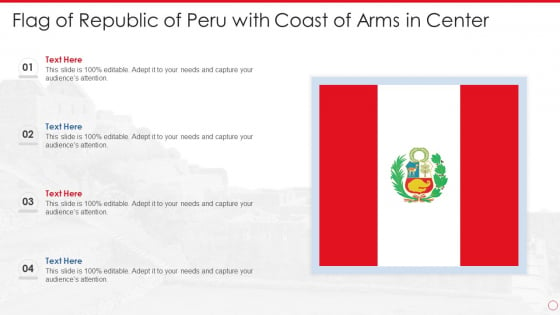 Flag Of Republic Of Peru With Coast Of Arms In Center Background PDF