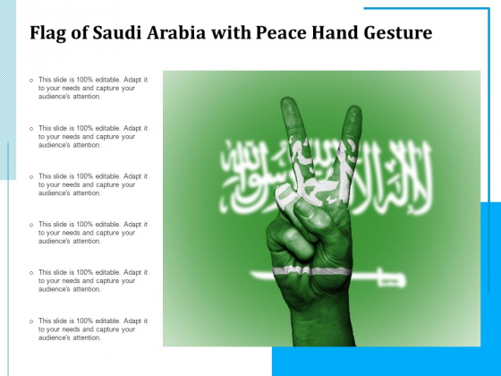 Flag Of Saudi Arabia With Peace Hand Gesture Ppt PowerPoint Presentation Show Deck PDF