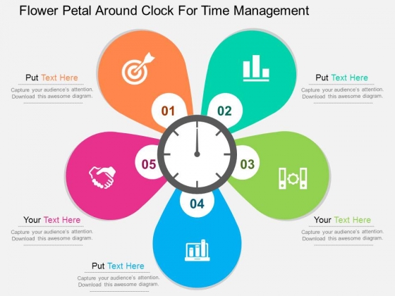 Flower Petal Around Clock For Time Management Powerpoint Templates Flower Petal Around Clock For Time Management Powerpoint Templates