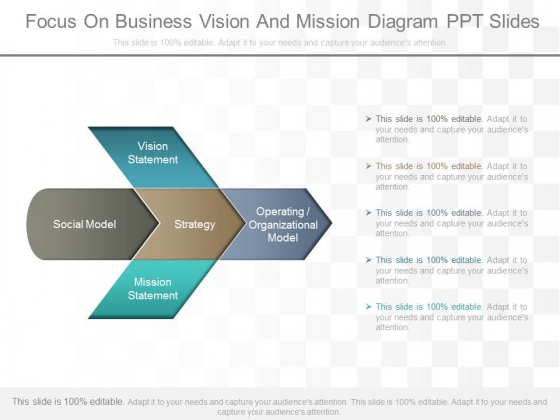 Focus On Business Vision And Mission Diagram Ppt Slides