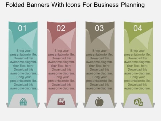 Folded Banners With Icons For Business Planning Powerpoint Template Folded Banners With Icons For Business Planning Powerpoint Template