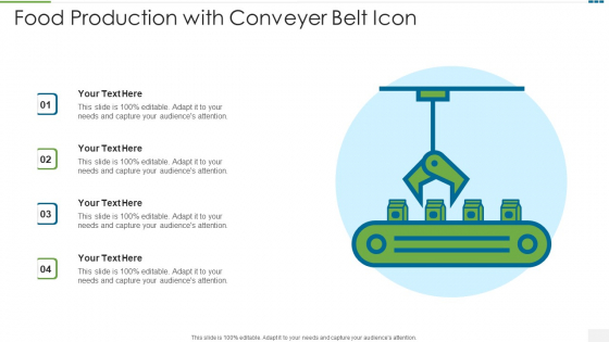 Food Production With Conveyer Belt Icon Icons PDF