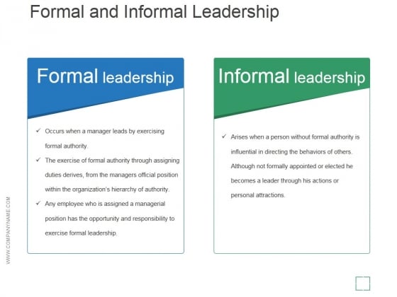 Formal And Informal Leadership Ppt PowerPoint Presentation Pictures
