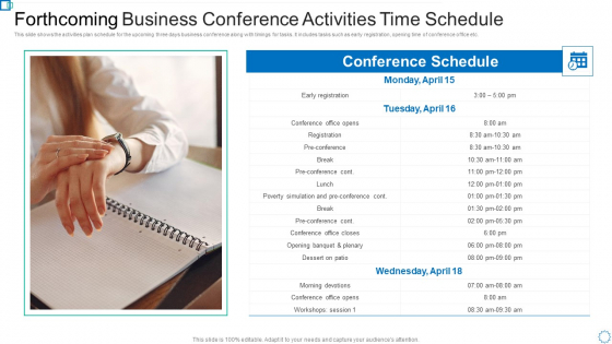 Forthcoming Business Conference Activities Time Schedule Guidelines PDF