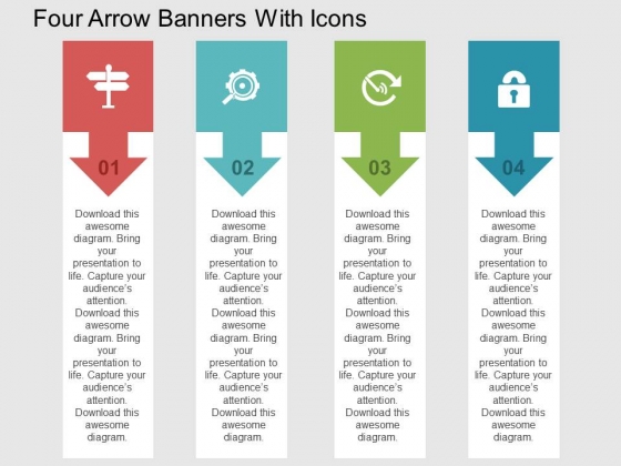 Four Arrow Banners With Icons Powerpoint Templates
