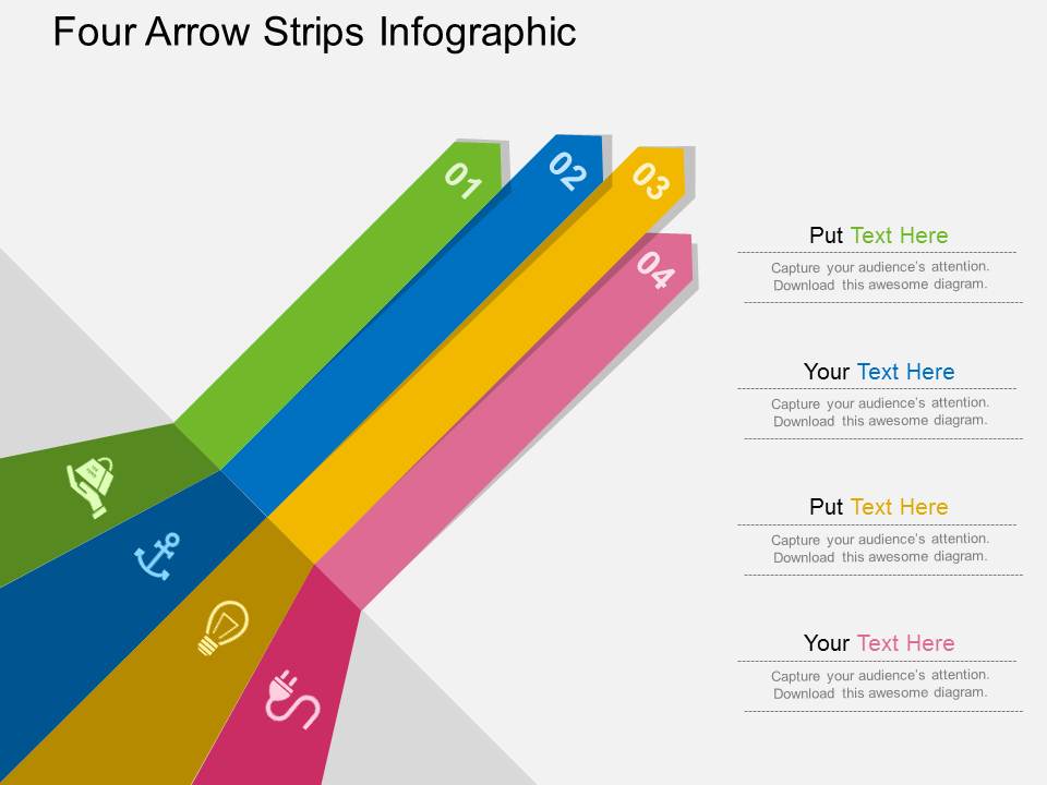 Four Arrow Strips Infographic Powerpoint Templates