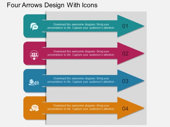 Four Arrows Design With Icons Powerpoint Template Four Arrows Design With Icons Powerpoint Template