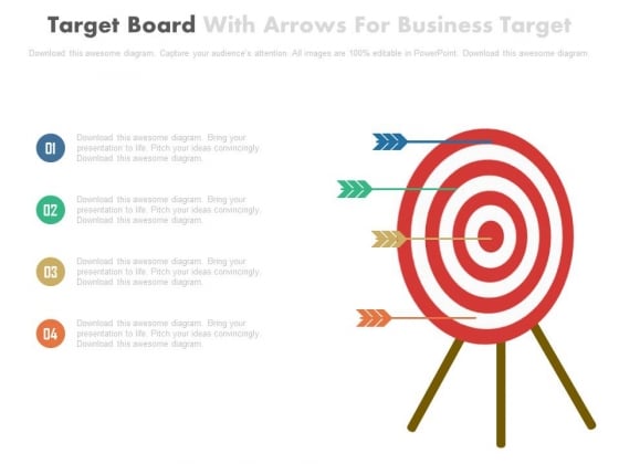 Four Arrows On Target Board Powerpoint Slides Four Arrows On Target Board Powerpoint Slides
