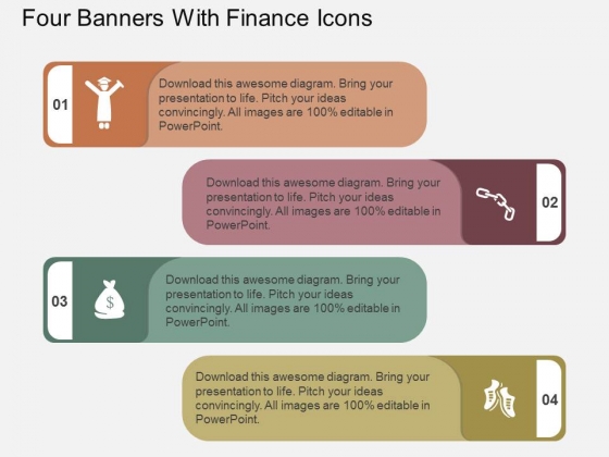 Four Banners With Finance Icons Powerpoint Template