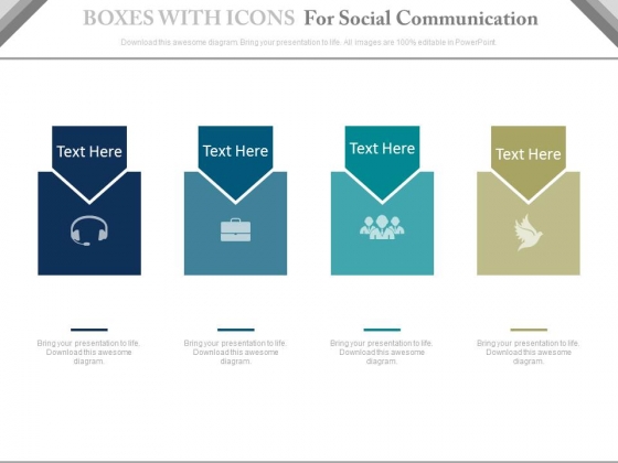 Four Boxes For Social Media And Communication Powerpoint Slides Four Boxes For Social Media And Communication Powerpoint Slides