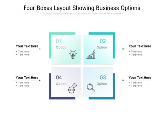 Four Boxes Layout Showing Business Options Ppt PowerPoint Presentation Summary Show Four Boxes Layout Showing Business Options Ppt PowerPoint Presentation Summary Show