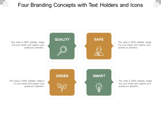 Four Branding Concepts With Text Holders And Icons Ppt Powerpoint Presentation Professional