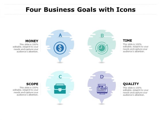 Four Business Goals With Icons Ppt PowerPoint Presentation Layouts Backgrounds Four Business Goals With Icons Ppt PowerPoint Presentation Layouts Backgrounds