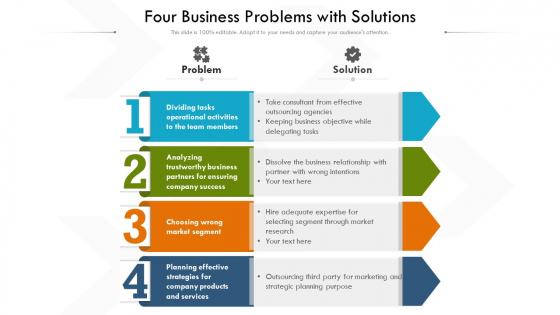 Four Business Problems With Solutions Ppt Inspiration Influencers PDF