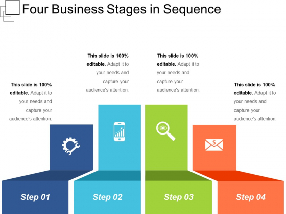 Four Business Stages In Sequence Ppt PowerPoint Presentation File Graphics Design PDF